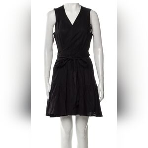 Christian Lacroix Linen Tiered Wrap Dress Sleeveless Black New With Tags